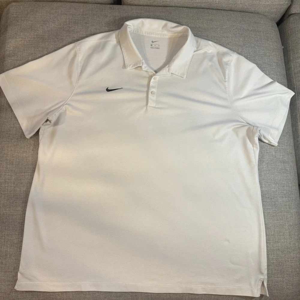 Nike Mens XL Dri-Fit White Golf Polo Shirt